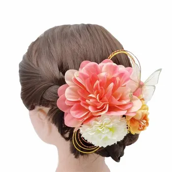Kimono El Yapımı Headdress Wabi-sabi Kelebek Saç Baş FlowerOrnaments saç tokası Hanbok Aksesuarları Püskül Yan Klip Japon