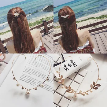 Ruoshui Kadın Zarif Hairband İnci Kristal Alaşım Kafa Bandı Geri Tutucu saç aksesuarları Tatlı Tokalar Kızlar Klipler Şapkalar