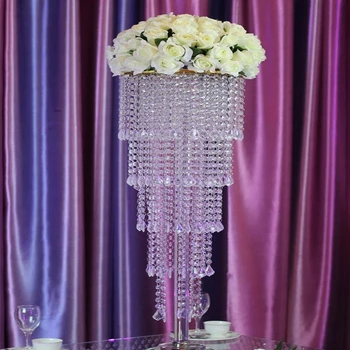 8 ADET 100 cm Boyunda Kristal Düğün Centerpiece Akrilik Çiçek Standı Avize Garlands Düğün Dekorasyon resepsiyon masası Dekor