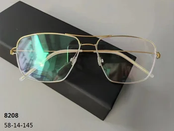 2023 Danimarka Vidasız Gözlük Ultralight Titanyum Gözlük Çerçevesi Erkekler Kadınlar Çift Kiriş Kare Optik Gözlük El Yapımı Tasarım