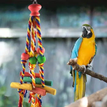 muhabbet kuşları için Cockatiels Conures Kuş Yırtılma Oyuncaklar Kuş Halat Tünemiş Papağan Çiğnemek Oyuncak Kuş Tırmanma Merdiveni