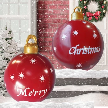 Açık Noel Şişme Dekorasyon Topu 60 cm Dev Noel Şişme Top Yılbaşı Ağacı Süsleri navidad