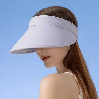 Basit Şeker Renk Boş Üst Kapağı Kadınlar için Katlanabilir Hafif Yaz güneş şapkası Bayanlar Açık Spor Anti-UV 13cm Büyük Ağız plaj şapkası