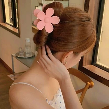 2023 Yeni Kore Çiçek Şekli Saç pençe klipsleri Charm Şeker Renk Tatlı Kadın At Kuyruğu Klipleri Moda Şapkalar saç aksesuarları