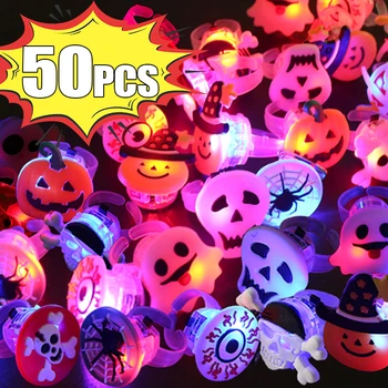 LED ışıklı cadılar bayramı yüzükler yaratıcı kabak hayalet kafatası karanlıkta parlayan parmak yüzük oyuncaklar ışıkları ile noel partisi dekoru