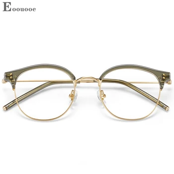 Retro Esintili Browline Gözlük Kadın Moda Gözlük Yeşil TR90 Plastik Erkekler Miyopi Hipermetrop İlerici Optik