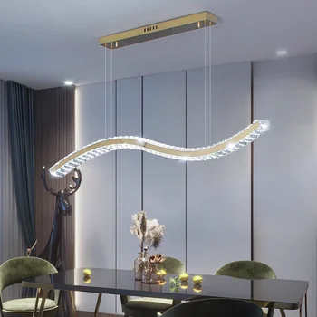 Tasarımcı S şeklinde kristal avize ışık lüks restoran kolye lambaları mutfak Bar aydınlatma kapalı dekor asılı fikstür