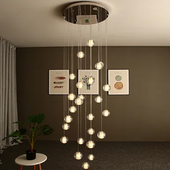 Iskandinav kristal top LED kolye ışıkları ev dekor asılı lamba oturma odası dekorasyon Loft otel Villa merdiven avize fikstürü