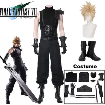 Oyun Final Fantasy VII 7 Bulut Strife Cosplay Kostüm Peruk Kıyafet Üniforma Ayakkabı Tam Takım Elbise adam Cadılar Bayramı parti giysileri