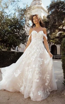 MACDOUGAL Zamansız Dantel Balo düğün elbisesi Kapalı Omuz Askıları İle Mahkemesi Tren Sevgiliye Custom Made Kadınlar İçin 2023
