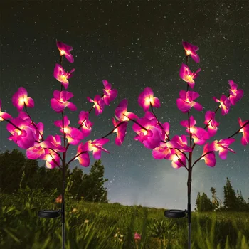 Led güneş orkide gül çiçek lamba güneş Led ışıkları açık çim lambaları bahçe veranda ülke seramik karo bahçe ışıkları