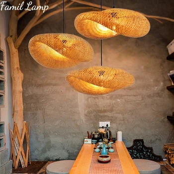 Bambu kolye ışıkları avize tavan çin tarzı Retro süs lambaları restoran ev aydınlatma armatürü dekorasyon