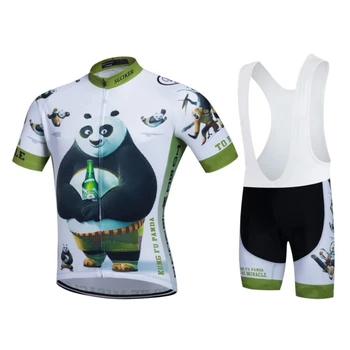 SGCIKER komik Kungfu Panda yaz Bisiklet jersey seti Kısa kollu bisiklet giyim MTB erkekler Ropa Ciclismo Bisiklet maillot 9D jel pedi