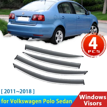 Deflektörleri için Volkswagen VW Polo Sedan A05 Vento 2011~2018 Aksesuarları Araba Yan Pencere Siperliği Yağmur Kaş Muhafızları 2012 2014 2015