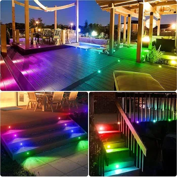 RGB LED güverte ışığı DC12V Su Geçirmez IP67 Yeraltı Lambası Peyzaj Bahçe Adım Merdiven Veranda Havuzu Otel Tavan Dekor