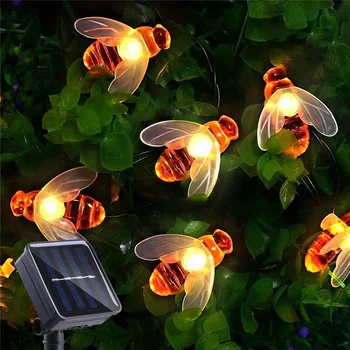 Güneş dize ışık 20 LED sevimli arı açık ışık düğün ev bahçe veranda parti noel ağacı balarısı yıldızlı peri dekor lambası