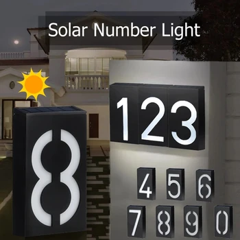 LED güneş ev numarası ışık kapı ısim plakası, bahçe Yard bina kapısı duvar adres numaraları lamba ışareti plaka güneş enerjili