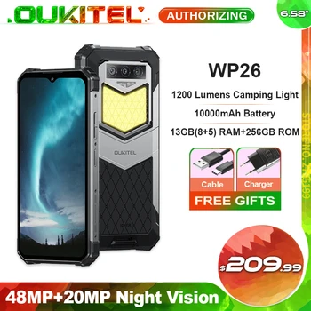 Oukıtel WP26 Sağlam cep telefonu 10000mAh, 6.58 inç, 8GB, 256GB, Akıllı telefon,48MP + 20MP Gece Kamerası, Cep Telefonu, MTK P90
