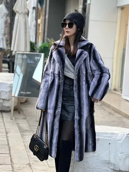 Gerçek Rex Tavşan Kürk Hood Moda Trendy Uzun Kış Sıcak Sokak Tarzı Ceket Yüksek Kaliteli Kürk Kadın