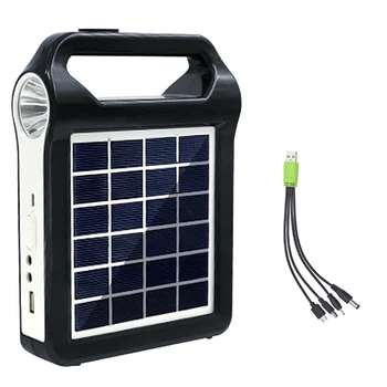 Lamba aydınlatma ile taşınabilir güneş paneli ışık güneş jeneratör sistemi USB portu