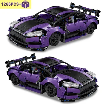 Şehir Teknik Aston Martin GT3 Mor Süper Hızlı Yarış Araba Yapı Taşı Spor Araç Modeli Moc Tuğla Oyuncaklar Çocuklar için Hediyeler