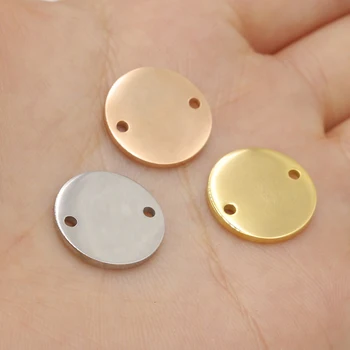 Fnixtar 20 adet 8-25mm Gül Altın Renk Ayna Cilalı Paslanmaz Çelik Yuvarlak Disk Charms Bağlayıcı diy Bilezik Charm