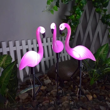 Pembe Flamingo güneş led ışık açık çit ışığı avlu bahçe güneş Led lamba su geçirmez dış Deco güneş ışığı