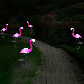 Pembe Flamingo güneş led ışık açık çit ışığı avlu bahçe güneş Led lamba su geçirmez dış Deco güneş ışığı