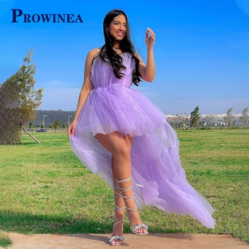 Prowinea Basit Balo 2023 Gece Elbisesi Kare Yaka Mini Yüksek / Düşük Plise Yay Kolsuz Kişiselleştirilmiş Vestidos Elbiseler De Soirée