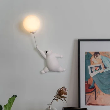 Karikatür Ayı led duvar Lambası Gece Lambası Ay çocuk Lambası Modern Minimalist Ev Yatak Odası Dekor Göz Koruması