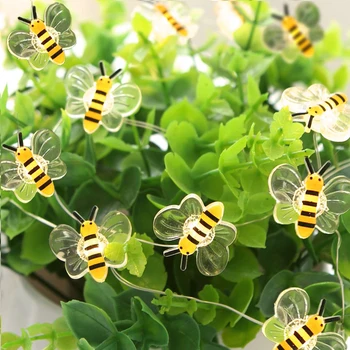 Led sevimli arı peri dize ışık USB / akülü kelebek uğur böceği bal çocuk parti ışıkları bahçe veranda yılbaşı dekoru