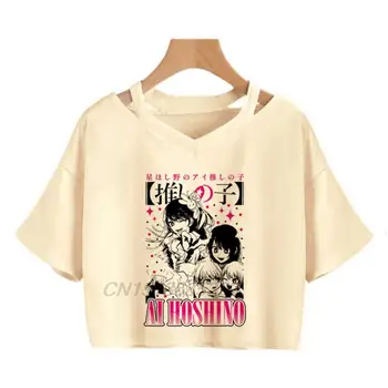 Aihoshino Kadın Anime Manga Baskılı Mahsul Tops OSHİ HİÇBİR KO Kadın Moda Premium Pamuklu T-shirt Grafik Yeni Gelenler Bluzlar