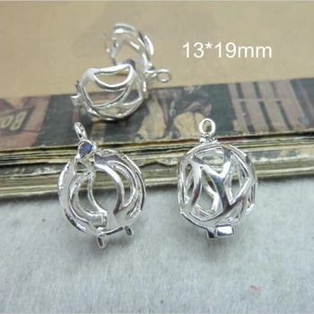 Ücretsiz Kargo - 6 adet/grup gümüş kaplama hollow out sihirli madalyon kolye dilek kutusu 3D dıy el yapımı malzemeler