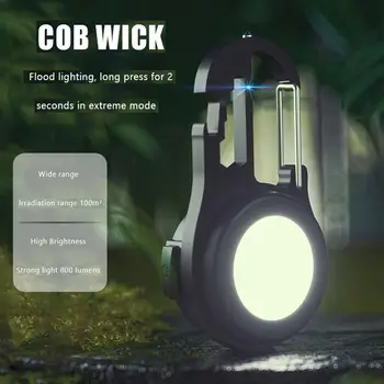 YOUZI Mini led ışık çok fonksiyonlu taşınabilir şişe açacağı anahtarlık Cob fener tamir lambası acil açık kamp ışık