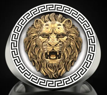 17g 3D Aslan Yüzük Hayvanların Kralı Altın Yüzük 925 Katı Gümüş Yüzük