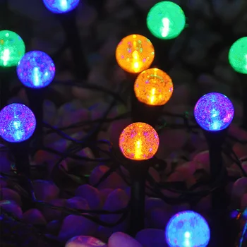 Garland ışıkları peri ışıkları parti ev düğün bahçe yılbaşı dekoru kristal kabarcık LED dize ışıkları açık topu güneş ışıkları