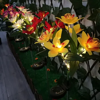 Güneş ışığı LED orkide gül çim lambası açık IP65 su geçirmez bahçe Villa koridor koridor noel dekorasyon floresan lamba