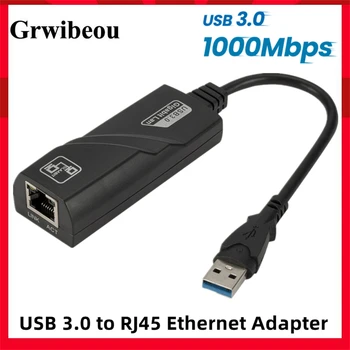 USB 3.0 Kablolu Ağ Kartı USB RJ45 LAN ethernet adaptörü 10/100/1000 Mbps USB 3.0 Ağ macbook adaptörü Dizüstü PC Win 10