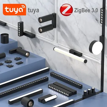 Zigbee Tuya Akıllı Ultra İnce Manyetik Led Raylı ray lambası Fikstür Spot Kısılabilir Yardımcısı Alexa 48V Ev Tavan Lambası