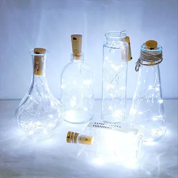 Noel Dekorasyon bakır tel lambası Düğün Garland Parti şarap şişesi Peri Lamba Dizeleri Bar LED şarap şişesi mantarı Dize Lambası