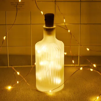Noel Dekorasyon bakır tel lambası Düğün Garland Parti şarap şişesi Peri Lamba Dizeleri Bar LED şarap şişesi mantarı Dize Lambası