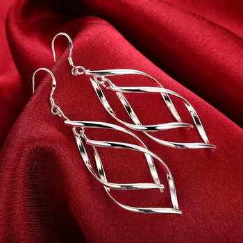 Yüksek kalite 925 Ayar Gümüş Asılı Damla uzun Küpe Kadın için zarif moda parti Takı düğün Yılbaşı Hediyeleri