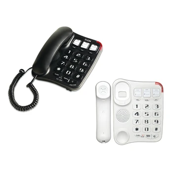 Büyük Düğme Sabit Telefon Masaüstü Telefon Zil Sesi Sabit Ev Telefonu Yaşlı ve Görme Engelliler için