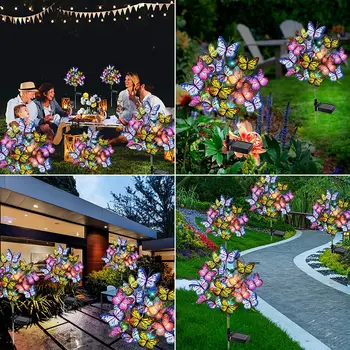 Güneş Açık Avlu Kelebek Çiçek Çim Düz Lamba Villa Bahçe Peyzaj Dekorasyon Su Geçirmez Zemin Ekleme Lambası