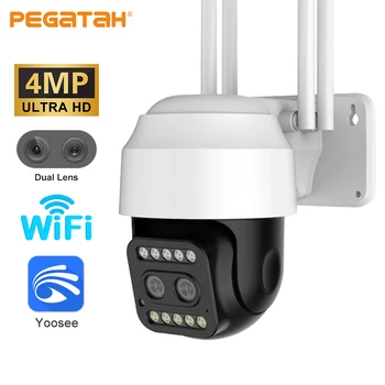 PEGATAH 4MP PTZ WiFi Kamera Çift Lens Renkli Gece Görüş İnsan Algılama CCTV Video Gözetim Kamera Ev Güvenlik IP kamera