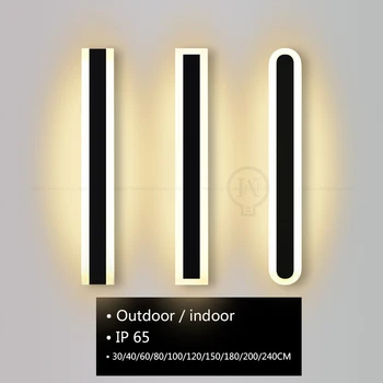 Su geçirmez dış duvar lambası LED uzun duvar lambası IP65 alüminyum ışık bahçe Villa sundurma aplik ışık 110V 220V aplik armatür