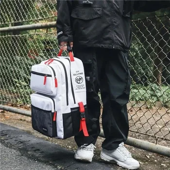 Yeni Siyah ve Beyaz Dikiş Lise Çantaları Genç Erkek Kız seyahat sırt çantası laptop çantası 15.6 Çocuk Schoolbag Sırt Çantası