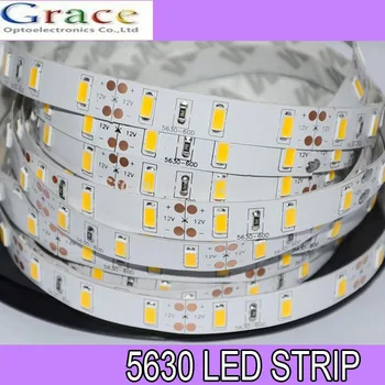 5m 300 LED 5630 SMD 12V esnek ışık 60 led / m, LED şerit, beyaz / sıcak beyaz / Doğal Beyaz