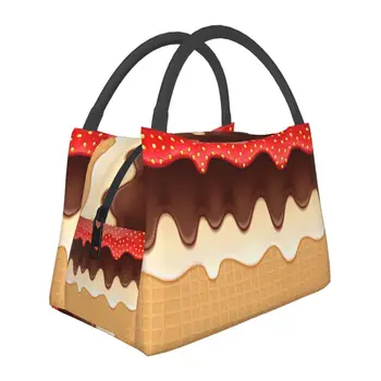 Dondurma Nefis Şeftali Öğle Yemeği Çantası Bento Yalıtımlı soğutucu çanta Çanta Çocuklar Kızlar için kadın büyük el çantası Çantası Açık Okul Çalışma Piknik