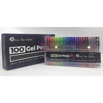 Yaratıcı 100 Renk Glitter Jel Kalem Seti, Glitter Jel Kalemler Yetişkin Boyama Kitapları Dergiler Çizim Graffiti Sanat Belirteçleri